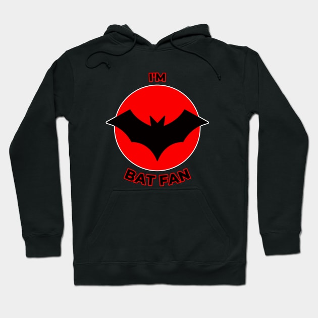 Bat Fan (Red and Black) Hoodie by Daily Detour